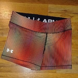 Under Armour Women's Striped Pink/Green Athletic Shorts Size M